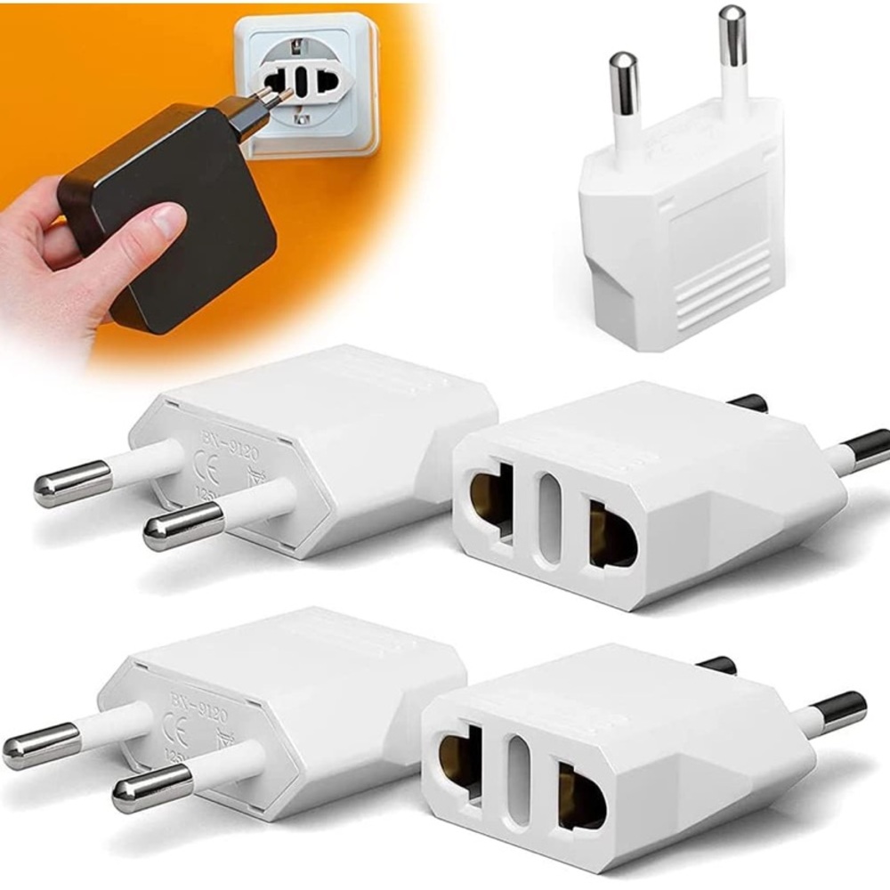 EU Adapter Plug in White Pack of 5 (US to EU)